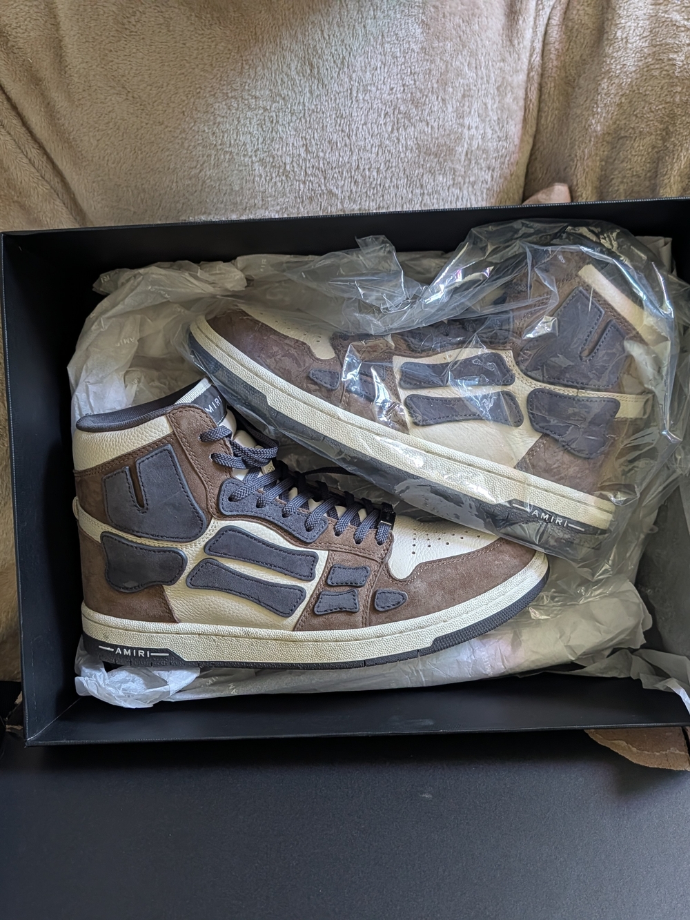AMIRI Skel Top Hi Brown Black sneakers.